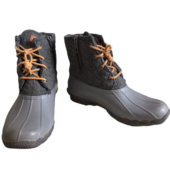 Sperry Duck Boots STS97186 Gray Charcoal Saltwater Rope Womens 6M Quilted Ankle - Picture 9 of 11